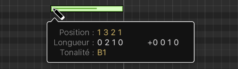 Figure. Glissement de l’outil Crayon pour créer une note d’une durée spécifique.
