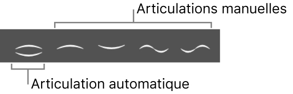 Figure. Palette des symboles affichant les articulations automatiques et manuelles.