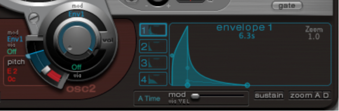 Figure. Oscillateur 2 et enveloppe 1.