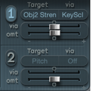 Figure. Curseurs de modulation de LFO.