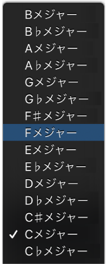 図。LCDの「キー」ポップアップメニュー。