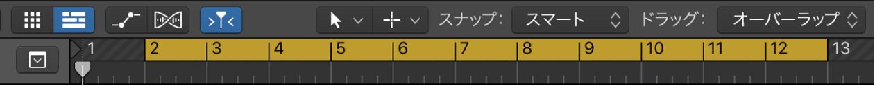 図。サイクルモードが有効、ルーラにサイクル範囲。