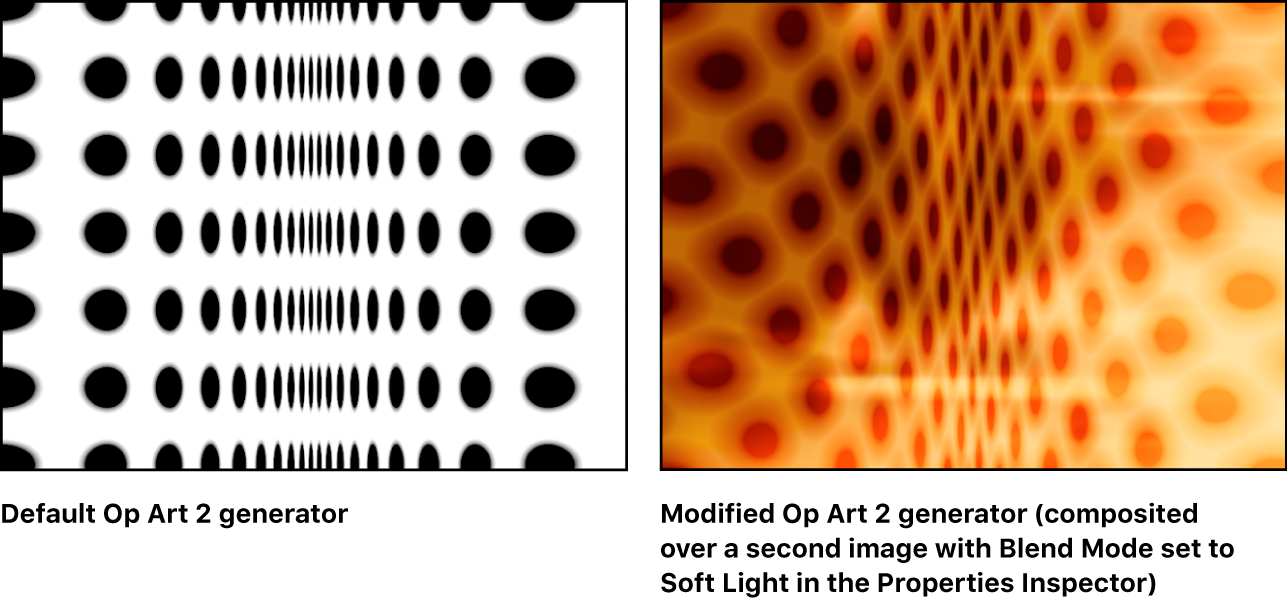 Canvas showing Op Art 2 generator alone and combined with another image