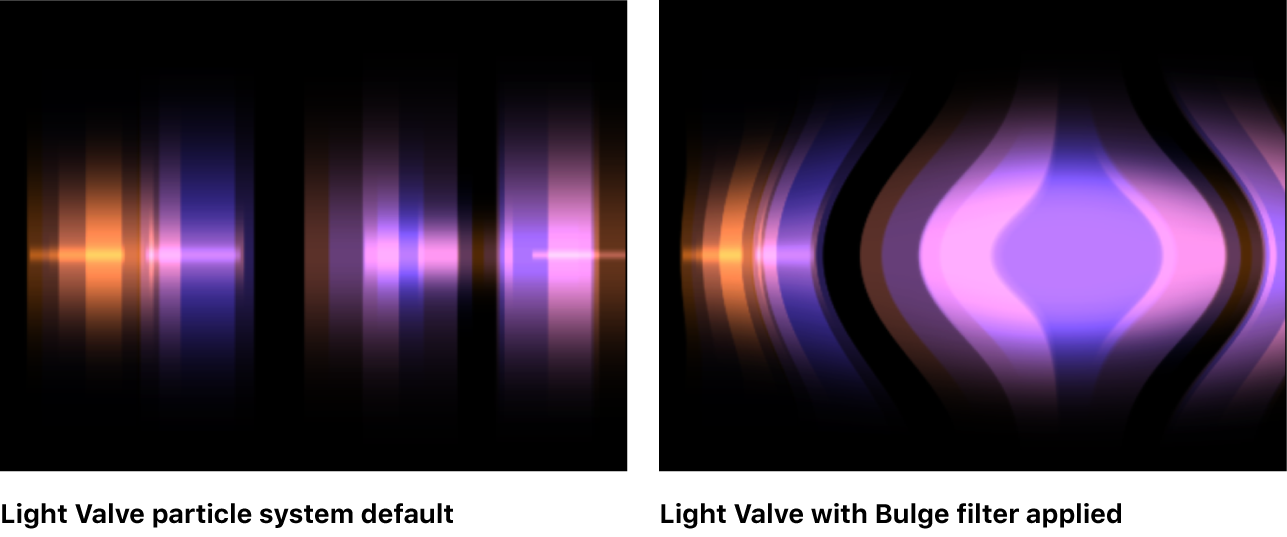 Canvas showing filter applied to particle emitter