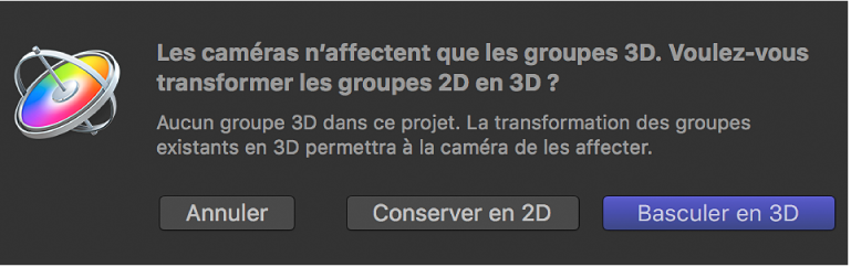 Passage à la zone de dialogue 3D