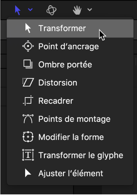 Outil Sélectionner/Transformer dans la barre d’outils