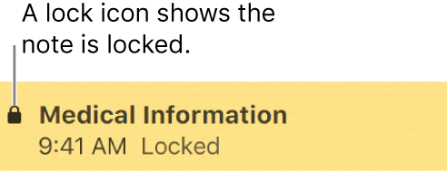 Locked note with a lock icon at the far left.