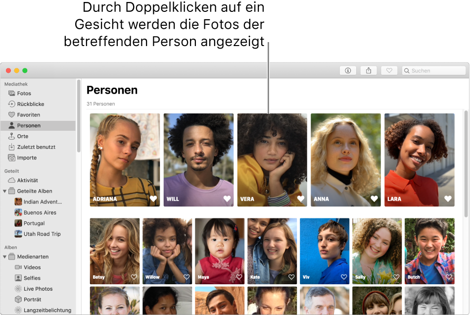 Gesichter im Album „Personen“