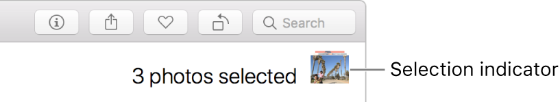 A selection indictor showing three photos selected.