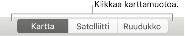 Kartta-, Satelliitti- ja Ruudukko-painikkeet.