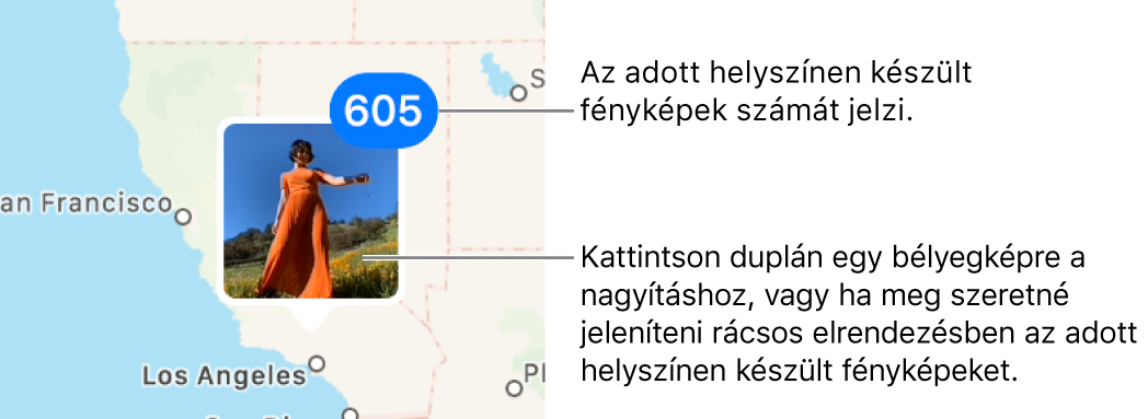 Térképen elhelyezett fotók bélyegképei.