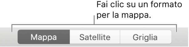 Pulsanti Mappa, Satellite e Griglia.