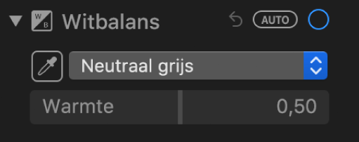 De witbalansregelaars in het paneel 'Pas aan'.