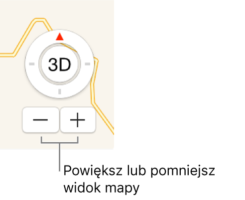 Przyciski powiększania i pomniejszania na mapie.