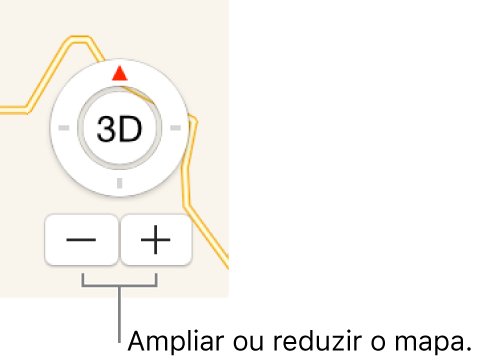 Botões de ampliar/reduzir no mapa.