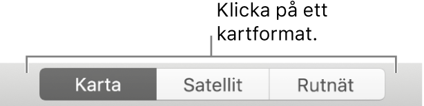 Knapparna Karta, Satellit och Rutnät.