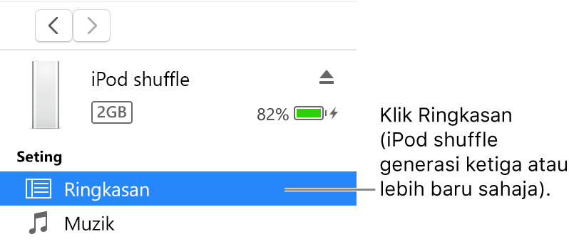 Tetingkap Peranti dengan Ringkasan dipilih dalam bar sisi di bahagian kiri.