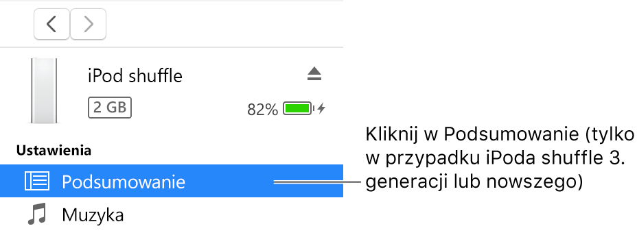 Okno urządzenia z pozycją Podsumowanie zaznaczoną na pasku bocznym po lewej.