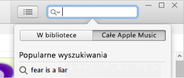 Pole wyszukiwania w Apple Music.