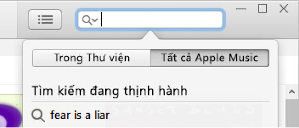 Trường tìm kiếm cho Apple Music.