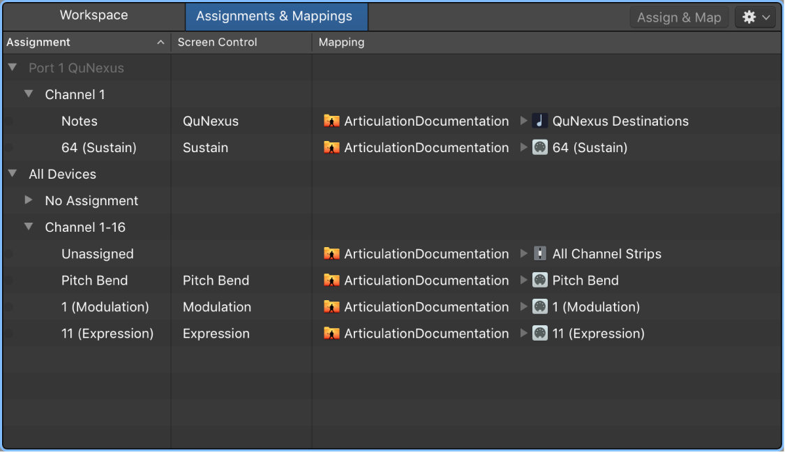 Figure. Assignments & Mappings table.