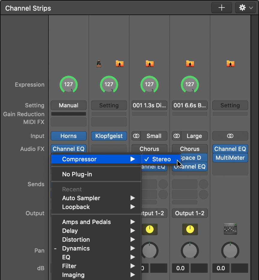 Figure. Audio Effect plug-in menu.