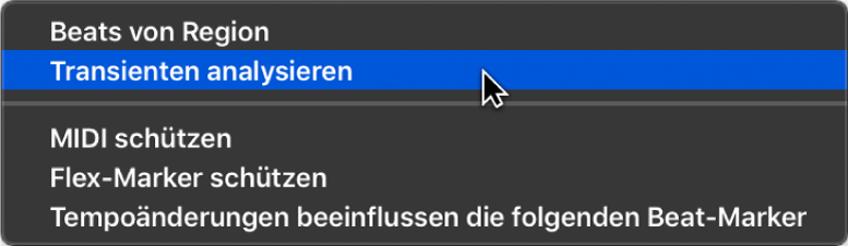 Abbildung. Spur „Beat-Mapping“ mit Anzeige von „Beats von Region“