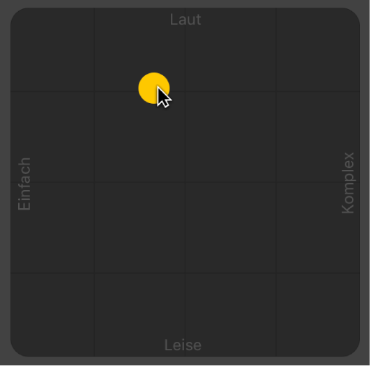 Abbildung. Bewegen des Puck im XY-Pad des Drummer-Editors