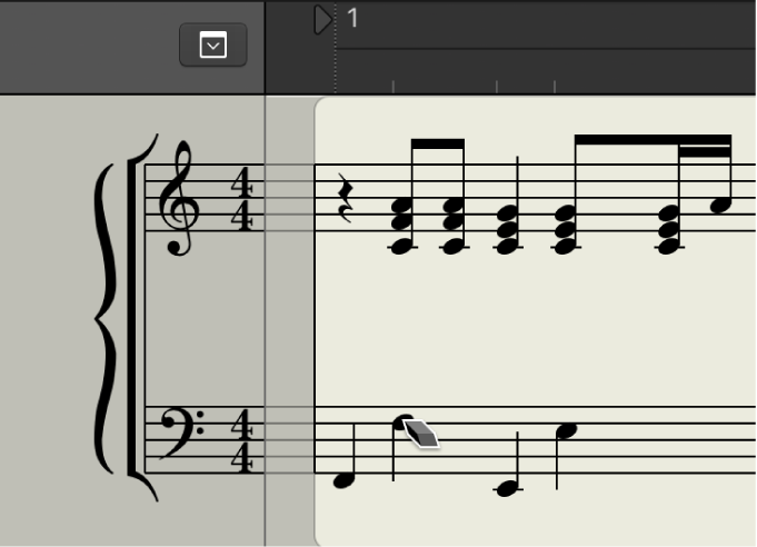 Abbildung. Werkzeug „Radiergummi“ über Objekt im Notationseditor