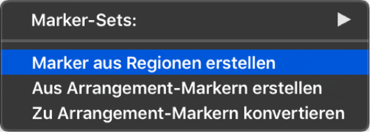 Abbildung. Marker-Spur mit Anzeige des Menübefehls „Marker aus Regionen erstellen“