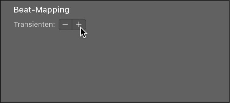 Abbildung. Spur „Beat-Mapping“ mit Anzeige der Minus- und Plus-Tasten