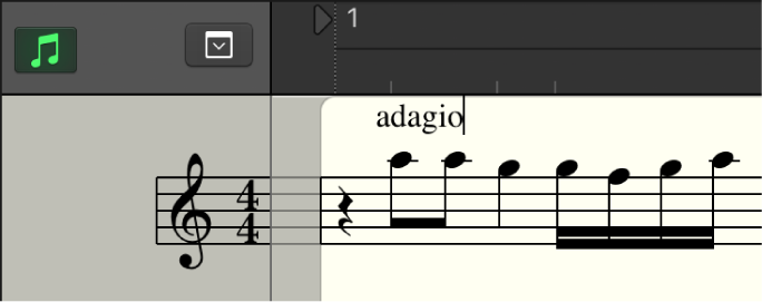 Abbildung. Eingeben von Text im Notationseditor