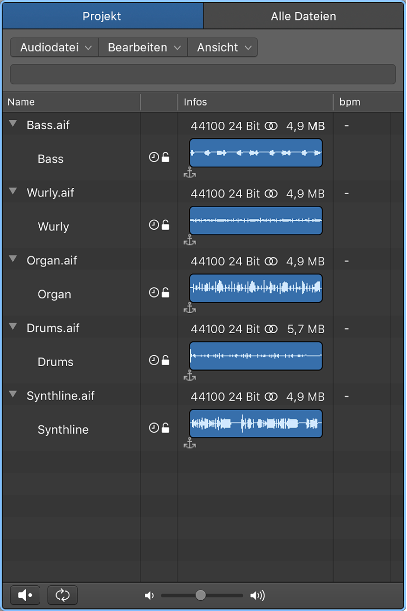 Abbildung. Übersicht „Projektaudio“