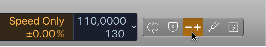 Figure. Varispeed button and display in the Transport bar.