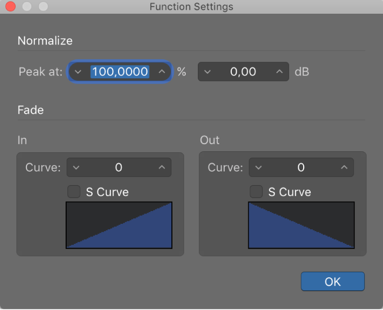 Figure. Function Settings window.