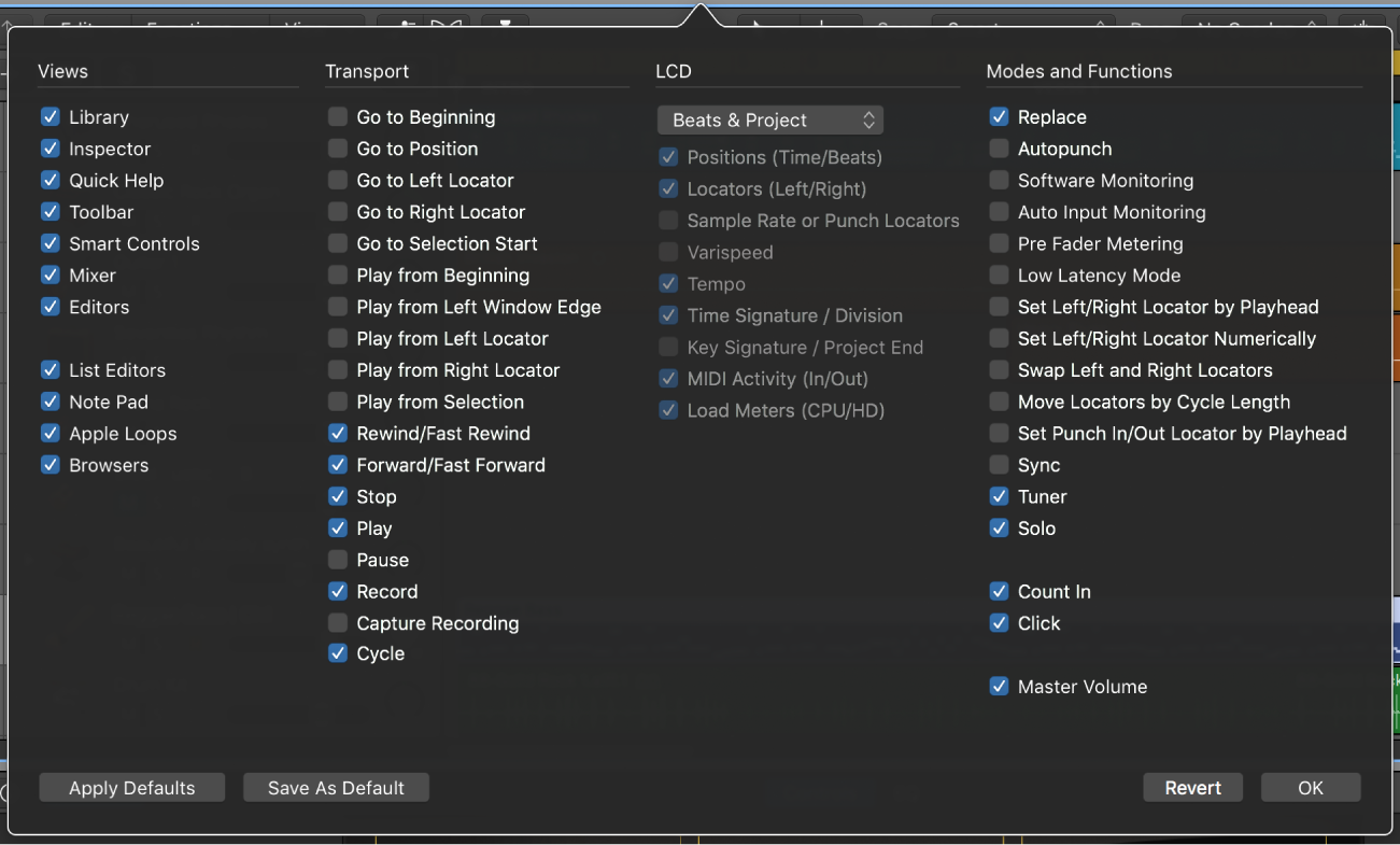 Figure. Customize Transport dialog.