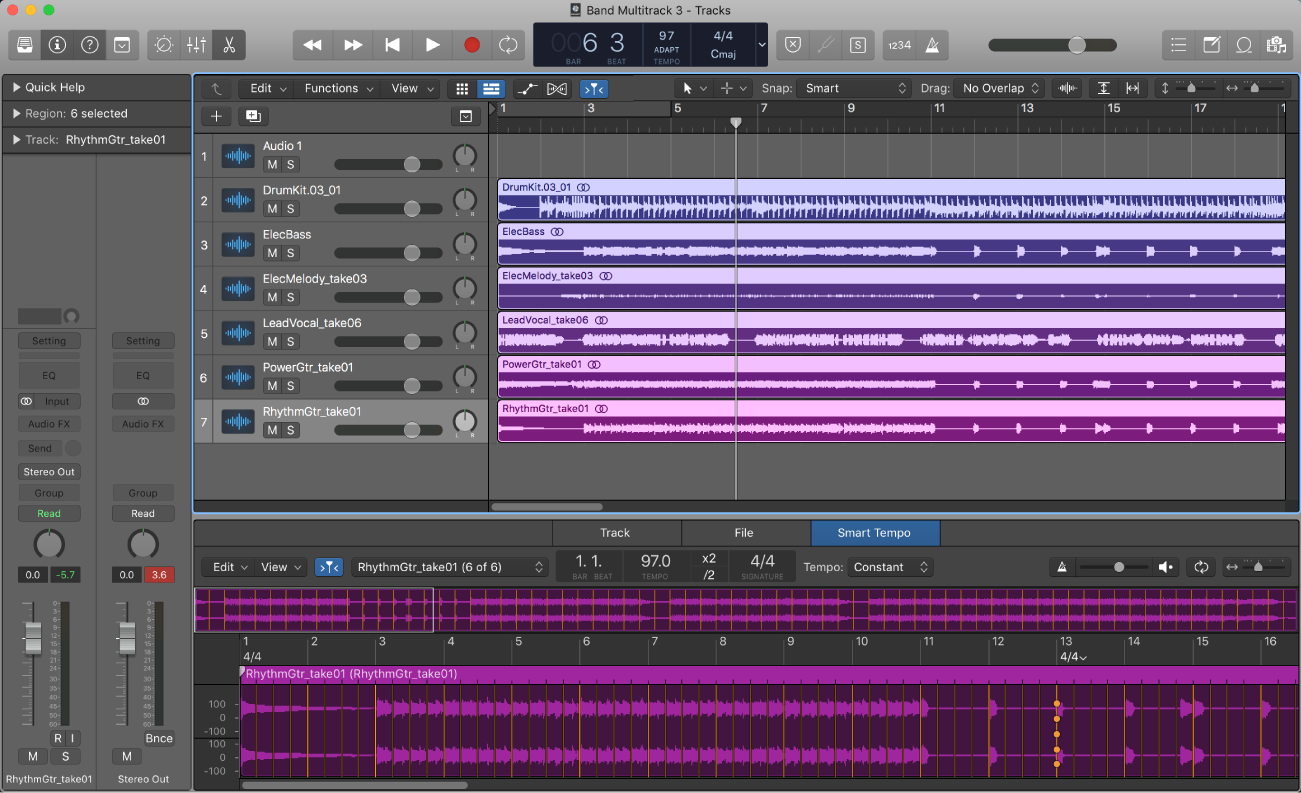 Figure. Logic Pro project with multitrack audio files.