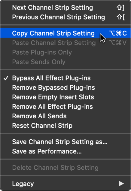 Figure. Showing the Setting pop-up menu open.