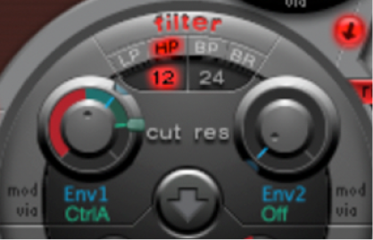 Figure. Cutoff knob modulation settings example.