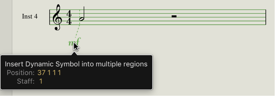 Figure. Guide lines in the Score Editor.