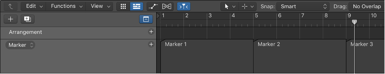 Figure. Markers in the Marker track.
