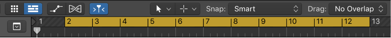 Figure. Cycle mode on, showing cycle area in the ruler.