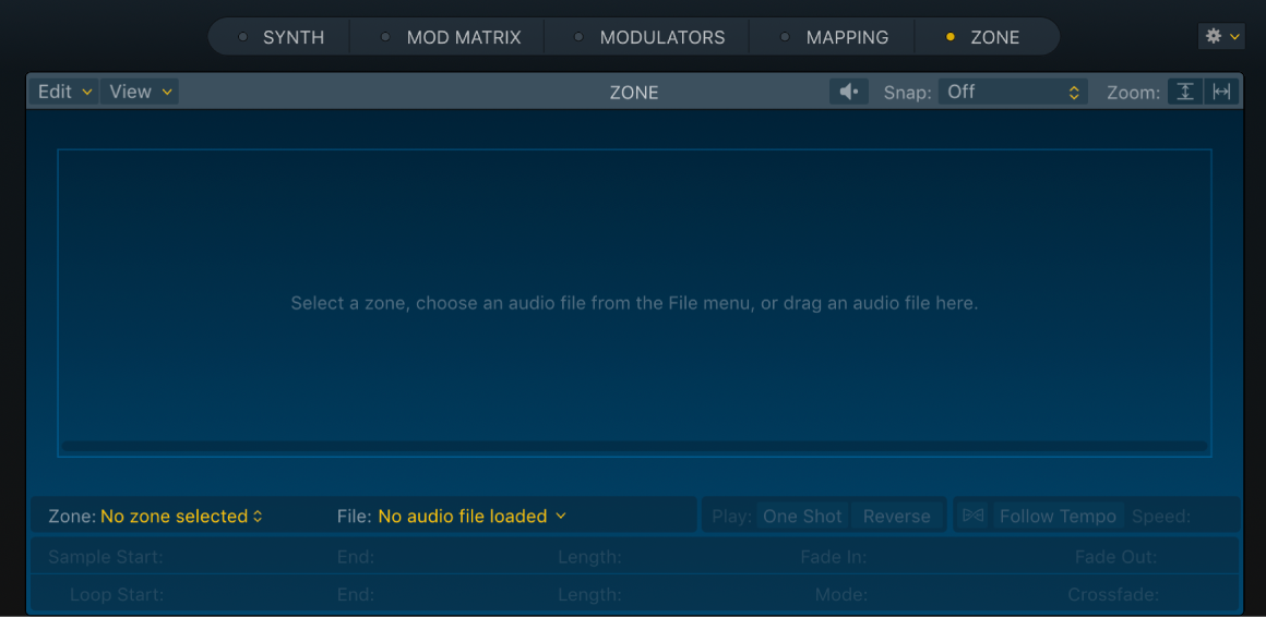 Figure. Empty Sampler Zone pane.
