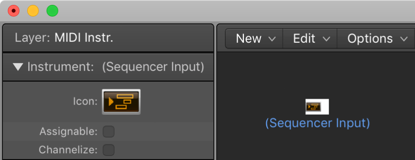 Figure. Environment window showing a sequencer input object and its inspector.