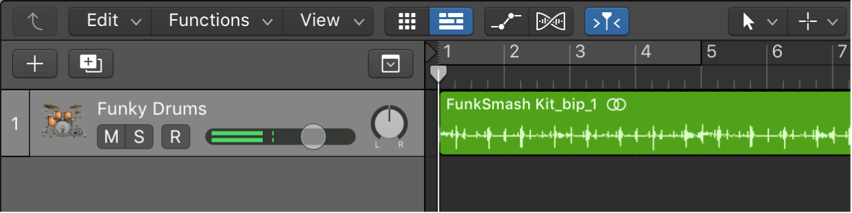 Figure. Tracks area showing audio track selected.