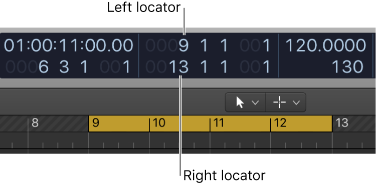 Figure. Left and right locator positions in the LCD.