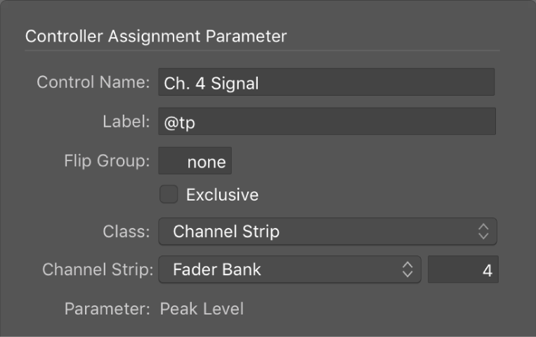 Figure. Controller Assignments window in expert view mode.