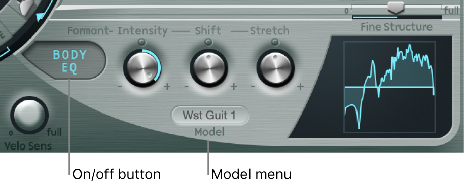 Figure. Body EQ On/Off and Model parameters.