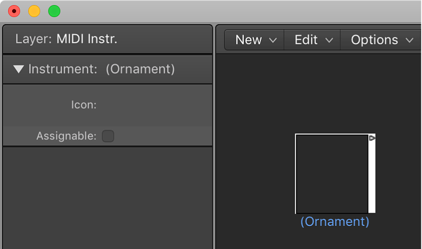 Figure. Environment window showing an ornament object and its inspector.