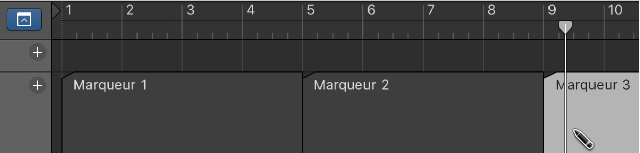 Figure. Création d’un marqueur dans la piste des marqueurs.
